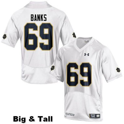 Notre Dame Fighting Irish Men's Aaron Banks #69 White Under Armour Authentic Stitched Big & Tall College NCAA Football Jersey FLL8299KC
